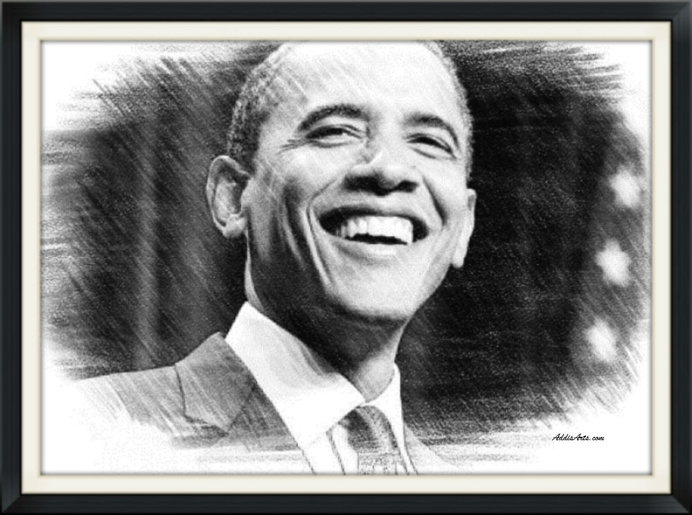 President Barack Obama Pencil Sketch Art Print by Queen 1120  Society6